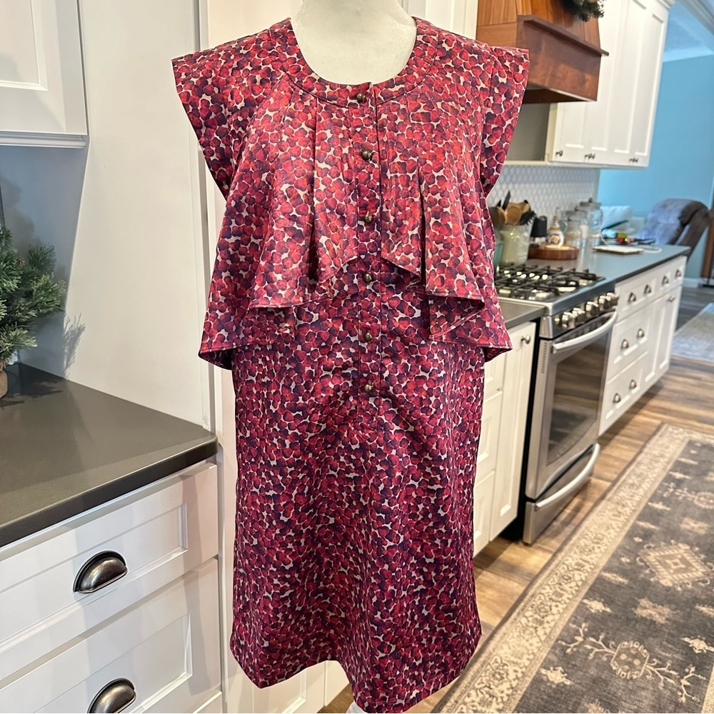 Anthropologie Dear Creatures Willow Blossom Pink Floral Satin Shift Dress Sz M